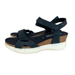 Mephisto‎ Coraly Blue Velcro Heeled Cork Ergonomic Sandals Size EU 40 US 10